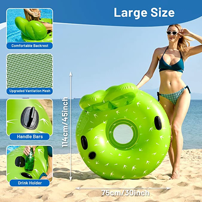 Inflatable Lounger Floating Chair with Cup Holder, Backrest and Mesh Bottom for Adult/Kid, Pool Party, Summer Beach, Outdoor