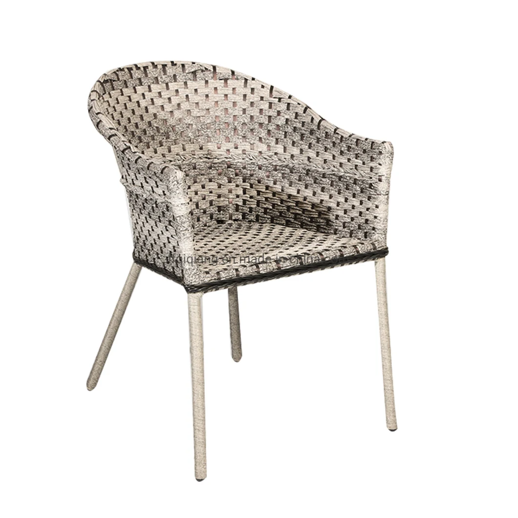 French Commercial Lightweight Mesh Metal Woven Patio Chair Floor Seating Bistro Arm White Cane Outdoor Chairs